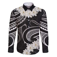 White Sunday Tokelau Gardenia Thunbergia Family Matching Off Shoulder Maxi Dress and Hawaiian Shirt Fakamalo Atu Kia Te Koutou Uma LT9 Dad's Shirt - Long Sleeve Black - Polynesian Pride