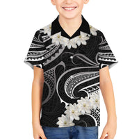 White Sunday Tokelau Gardenia Thunbergia Family Matching Off Shoulder Short Dress and Hawaiian Shirt Fakamalo Atu Kia Te Koutou Uma LT9 Son's Shirt Black - Polynesian Pride