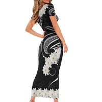White Sunday Tokelau Gardenia Thunbergia Family Matching Short Sleeve Bodycon Dress and Hawaiian Shirt Fakamalo Atu Kia Te Koutou Uma LT9 - Polynesian Pride