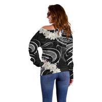 White Sunday Tokelau Gardenia Thunbergia Off Shoulder Sweater Fakamalo Atu Kia Te Koutou Uma LT9 - Polynesian Pride