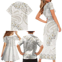 Tokelau Gardenia Thunbergia Family Matching Short Sleeve Bodycon Dress and Hawaiian Shirt Polynesian Art Vibe LT9 - Polynesian Pride
