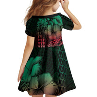 Hawaiian Sea Turtle Family Matching Puletasi and Hawaiian Shirt Green Hibiscus Flowers and Kakau Pattern LT9 - Polynesian Pride
