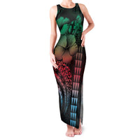 Hawaiian Sea Turtle Family Matching Tank Maxi Dress and Hawaiian Shirt Green Hibiscus Flowers and Kakau Pattern LT9 Mom's Dress Green - Polynesian Pride