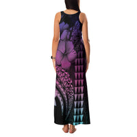 Hawaiian Sea Turtle Family Matching Tank Maxi Dress and Hawaiian Shirt Pink Hibiscus Flowers and Kakau Pattern LT9 - Polynesian Pride