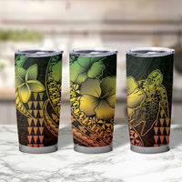 Hawaiian Sea Turtle Tumbler Cup Reggae Hibiscus Flowers and Kakau Pattern