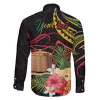 Personalised Tokelau Tropical Flowers Family Matching Off The Shoulder Long Sleeve Dress and Hawaiian Shirt Reggae Polynesian Art Vibe LT9 - Polynesian Pride