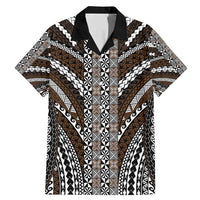 Brown Tongan Polynesian Tribal Family Matching Mermaid Dress and Hawaiian Shirt LT9 Dad's Shirt - Short Sleeve Brown - Polynesian Pride