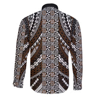 Brown Tongan Polynesian Tribal Family Matching Off The Shoulder Long Sleeve Dress and Hawaiian Shirt - Polynesian Pride