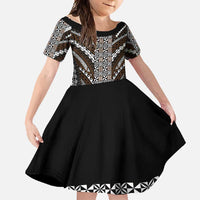 Brown Tongan Polynesian Tribal Family Matching Summer Maxi Dress and Hawaiian Shirt LT9 Daughter's Dress Brown - Polynesian Pride