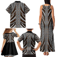 Brown Tongan Polynesian Tribal Family Matching Tank Maxi Dress and Hawaiian Shirt LT9 - Polynesian Pride