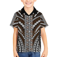 Brown Tongan Polynesian Tribal Kid Hawaiian Shirt - Polynesian Pride