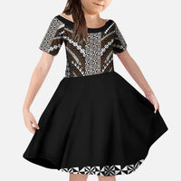 Brown Tongan Polynesian Tribal Kid Short Sleeve Dress - Polynesian Pride