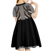 Brown Tongan Polynesian Tribal Kid Short Sleeve Dress - Polynesian Pride