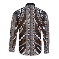 Brown Tongan Polynesian Tribal Long Sleeve Button Shirt - Polynesian Pride
