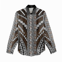 Brown Tongan Polynesian Tribal Women Casual Shirt - Polynesian Pride