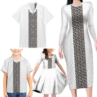 Light Gray Tongan Polynesian Tribal Family Matching Long Sleeve Bodycon Dress and Hawaiian Shirt LT9 - Polynesian Pride