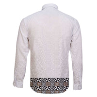 Light Gray Tongan Polynesian Tribal Family Matching Off The Shoulder Long Sleeve Dress and Hawaiian Shirt - Polynesian Pride