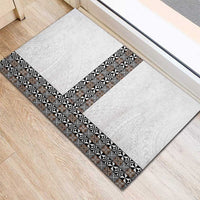 Light Gray Tongan Polynesian Tribal Rubber Doormat - Polynesian Pride