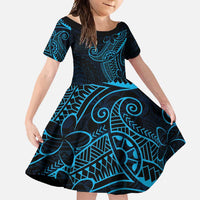 Black Blue Polynesian Tribal Family Matching Tank Maxi Dress and Hawaiian Shirt - Polynesian Pride