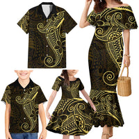 Black Gold Polynesian Tribal Family Matching Mermaid Dress and Hawaiian Shirt LT9 - Polynesian Pride