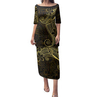 Black Gold Polynesian Tribal Family Matching Puletasi and Hawaiian Shirt - Polynesian Pride