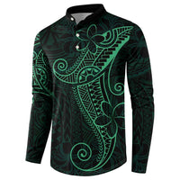 Black Green Polynesian Tribal Button Sweatshirt - Polynesian Pride