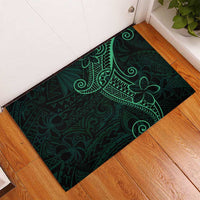 Black Green Polynesian Tribal Rubber Doormat - Polynesian Pride
