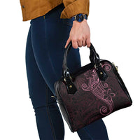 Black Pink Polynesian Tribal Shoulder Handbag - Polynesian Pride