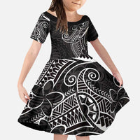 Black White Polynesian Tribal Family Matching Summer Maxi Dress and Hawaiian Shirt - Polynesian Pride