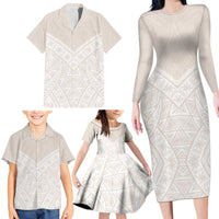 Lotu Tamaiti Tongan Polynesian Art Pattern Family Matching Long Sleeve Bodycon Dress and Hawaiian Shirt Traditional Tribal Motifs LT9 - Polynesian Pride