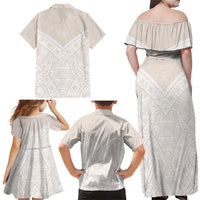 Lotu Tamaiti Tongan Polynesian Art Pattern Family Matching Off Shoulder Maxi Dress and Hawaiian Shirt Traditional Tribal Motifs LT9 - Polynesian Pride