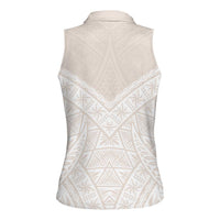 Lotu Tamaiti Tongan Polynesian Art Pattern Women Sleeveless Polo Shirt Traditional Tribal Motifs - Polynesian Pride