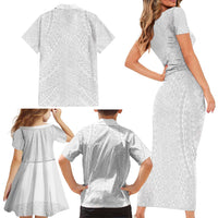 Lotu Tamaiti White Tongan Ngatu Family Matching Short Sleeve Bodycon Dress and Hawaiian Shirt Polynesian Tribal Fonulei Pattern LT9 - Polynesian Pride