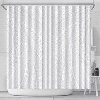 Lotu Tamaiti White Tongan Ngatu Shower Curtain Polynesian Tribal Fonulei Pattern - Polynesian Pride