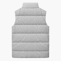 Lotu Tamaiti White Tongan Ngatu Sleeveless Puffer Jacket Polynesian Tribal Fonulei Pattern - Polynesian Pride