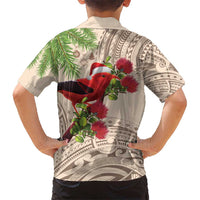 Christmas Hawaii with I'iwi Bird Hawaiian Shirt Aloha Mele Kalikimaka - Beige Art