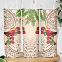 Christmas Hawaii with I'iwi Bird Skinny Tumbler Aloha Mele Kalikimaka - Beige Art LT9 - Polynesian Pride