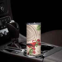 Christmas Hawaii with I'iwi Bird Skinny Tumbler Aloha Mele Kalikimaka - Beige Art LT9 - Polynesian Pride