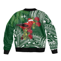 Christmas Hawaii with I'iwi Bird Bomber Jacket Aloha Mele Kalikimaka - Green Art LT9 - Polynesian Pride