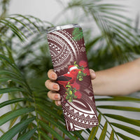 Christmas Hawaii with I'iwi Bird Skinny Tumbler Aloha Mele Kalikimaka - Oxblood Art LT9 - Polynesian Pride