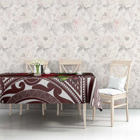 Christmas Hawaii with I'iwi Bird Tablecloth Aloha Mele Kalikimaka - Oxblood Art
