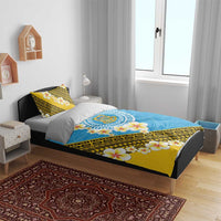 Tuvalu Plumeria Flowers Bedding Set Polynesian Tribal Pattern