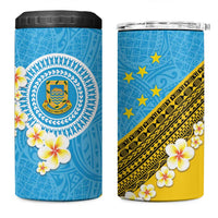 Tuvalu Plumeria Flowers 4 in 1 Can Cooler Tumbler Polynesian Tribal Pattern LT9 One Size: 16 oz Blue - Polynesian Pride
