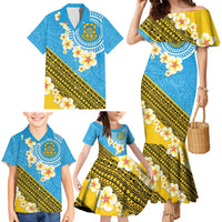 Tuvalu Plumeria Flowers Family Matching Mermaid Dress and Hawaiian Shirt Polynesian Tribal Pattern LT9 - Polynesian Pride