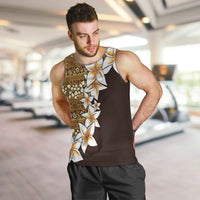 Vintage Hibiscus Turtle Pattern Men Tank Top with Plumeria Half Style