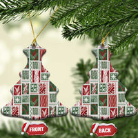 Mele Kalikimaka Hawaiian Quilt and Lei Patchwork Ceramic Ornament - Polynesian Pride