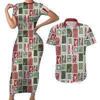 Mele Kalikimaka Hawaiian Quilt and Lei Patchwork Couples Matching Short Sleeve Bodycon Dress and Hawaiian Shirt - Polynesian Pride