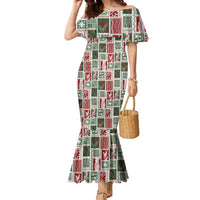 Mele Kalikimaka Hawaiian Quilt and Lei Patchwork Family Matching Mermaid Dress and Hawaiian Shirt LT9 Mom's Dress Red - Polynesian Pride