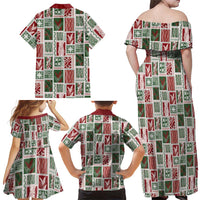 Mele Kalikimaka Hawaiian Quilt and Lei Patchwork Family Matching Off Shoulder Maxi Dress and Hawaiian Shirt - Polynesian Pride