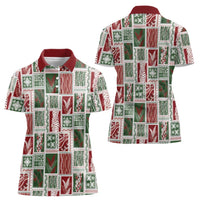 Mele Kalikimaka Hawaiian Quilt and Lei Patchwork Women Polo Shirt - Polynesian Pride